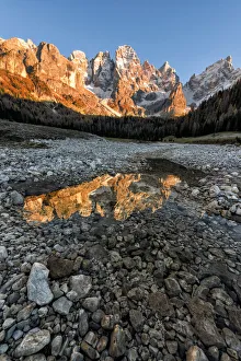 Paneveggio Prints: Autumn sunset illuminates the high peaks