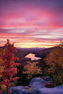 Michael Blanchette Prints: Autumn sunst from Owl's Head Mountain over Kettle Pond