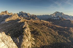 Autumn view from the top of mount Sass di Stria, 2477m, Cortina d Ampezzo, Belluno district
