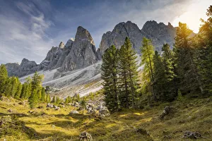 Autumn view of Odle Dolomites mountain group, Funes valley, South Tyrol, Italy Autumn view of Odle Dolomites mountain group, Funes valley, South Tyrol, Italy