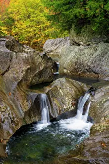 Autumn Leaf Prints: Autumn at Warren Falls, Green Mountains, Warren, Vermont, USA