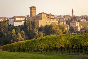 Autumnal sunset on the castle of Levizzano Rangone. Modena province, Emilia Romagna