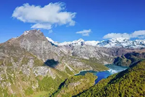 Valle Antigorio Prints: Autumnal view of the Lake Devero from Alpe Sangiatto at Alpe Devero park