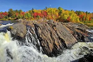 Seasons Prints: Aux Sables River and autumn colors near Massey Chutes Provincial Park, Ontario, Canada