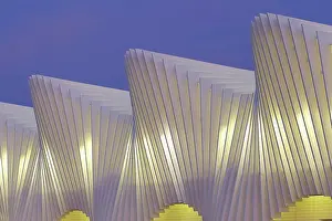 Emilia Romagna Prints: A detail of the AV Mediopadana high speed railway station illuminated at twilight
