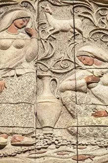 Baku Prints: Azerbaijan, Baku, Carvings on wall in The Old Town - Icheri Sheher