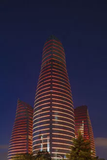 Azerbaijan, Baku, Flame Towers at night
