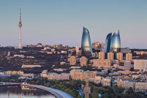 Images Dated 1st May 2018: Azerbaijan, Baku, high angle city skyline, from the north