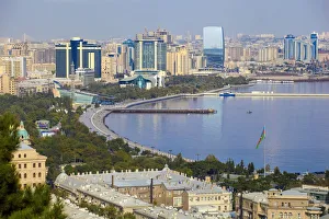 Azerbaijan, Baku, View of Baku Bay