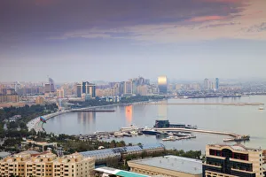 Azerbaijan, Baku, View of Baku Bay