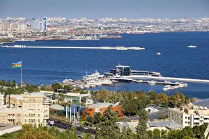Azerbaijan, Baku, View of Baku Bay