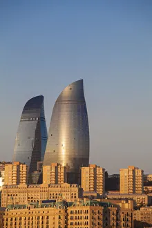 High Rise Building Prints: Azerbaijan, Baku, View ofFlame Towers