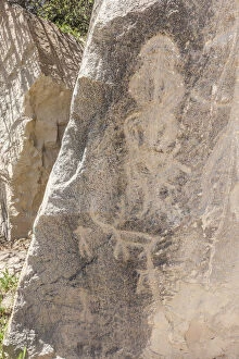 Images Dated 20th September 2018: Azerbaijan, Qobustan, Qobustan Petroglyph Reserve, ancient petroglyphs