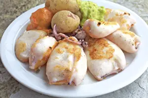 Baby Squid and Boiled Salted Potatoes Tapas with Mojo Sauce, Las Palmas de Gran Canaria