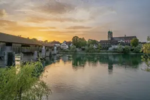 River Rhine Prints: Bad Sackingen, the 400 year old wooden Rhine River bridge