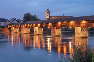 Bad Sackingen, the 400 year old wooden Rhine River bridge, Southern Black Forest, Baden-Wurttemberg, Germany