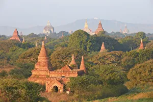 Pagodas Prints: The Bagan Valley archaeological area temples at sunrise
