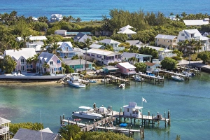 Bahamas, Abaco Islands, Elbow Cay, Hope Town, View of Harbour