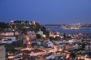 Rio Tejo Prints: Baixa district and Castelo de Sao Jorge