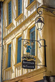 Bakery Prints: Bakery in an old half-timbered house in the old town of Dol-de-Bretagne