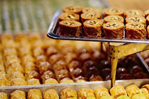 baklava, oriental pastry in bazaar at historical centre of Istanbul, listed as World