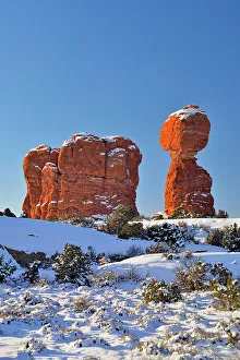 Eroded Prints: Balanced Rock in winter, Arches National Park, Utah, USA
