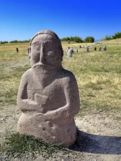 Steppe Prints: Balbals, ancient Turkic sculptures (6th-10th century), near Burana tower, Chuy oblast