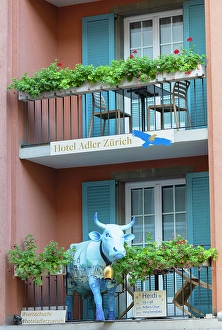 Balconies of Hotel Adler in Old Town, Zurich, Switzerland