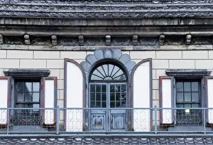 Hokkaido Prints: Balcony of traditional old stone building, Otaru, Hokkaido, Japan