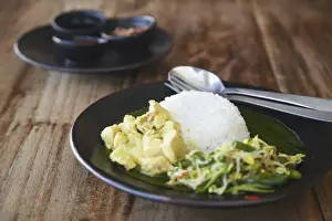 Meat Prints: Balinese dish of Be Siap Basa Mekalas (chicken in cardamon sauce), Bali, Indonesia