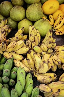 Bananas Prints: Bananas for sale in a food market in Luang Prabang (ancient capital of Laos on the Mekong river)