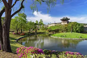 City Walls Prints: Banghwasuryujeong Pavilion and Yongyeon park of Hwaseong Fortress (UNESCO World Heritage Site)