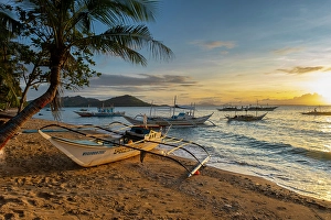 Iloilo Province Prints: Bangka boats, Gigantes Islands, Iloilo Province, Western Visayas, Philippines