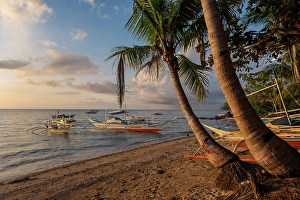 Iloilo Province Prints: Bangka boats, Gigantes Islands, Iloilo Province, Western Visayas, Philippines