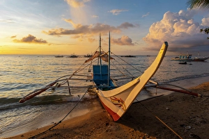 Iloilo Province Prints: Bangka boats, Gigantes Islands, Iloilo Province, Western Visayas, Philippines