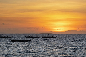 Iloilo Province Prints: Bangka boats, Gigantes Islands, Iloilo Province, Western Visayas, Philippines
