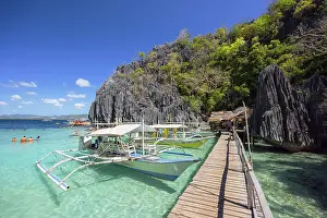Walkway Prints: Bangkas at Baracuda Lake, Coron, Palawan, Philippines
