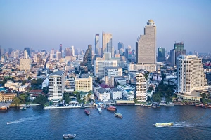 Bangkok Prints: Bangkok Skyline and Chao Phraya river, Bangkok, Thailand