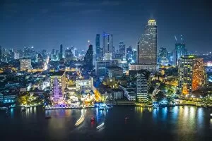 Images Dated 27th January 2016: Bangkok Skyline and Chao Phraya river, Bangkok, Thailand