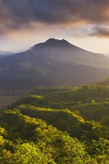 Bangli Regency, Bali, Indonesia, South East Asia. High angle view of the Mount Batur