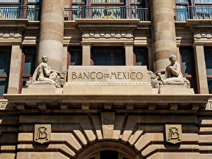 Cdmx Prints: Bank of Mexico, detailed view, Avenida 5 de Mayo, Mexico City, Mexico