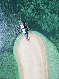 The Philippines Prints: Banka boat on a Sandbar near the Gigantes Islands