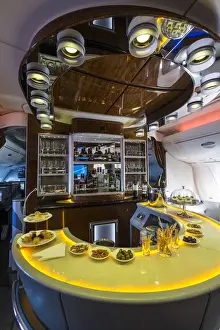 Plane Prints: Bar of the Business and First class Lounge on the Emirates A380 aeroplane