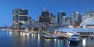 Tumbalong Prints: Barangaroo and Darling Harbour at dusk, Sydney, New South Wales, Australia