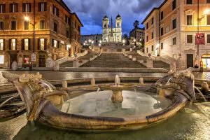 Images Dated 21st September 2020: Barcaccia fountain, Piazza di Spagna and Spanish Steps, Rome, Lazio, Italy