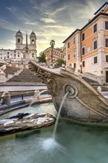 Barcaccia fountain, Piazza di Spagna and Spanish Steps, Rome, Lazio, Italy