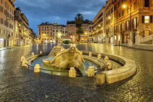 Barcaccia fountain, Piazza di Spagna and Spanish Steps, Rome, Lazio, Italy