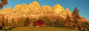 Barns Prints: Barn & Rosengarten Range, Dolomites, Trentino-Alto Adige, Italy