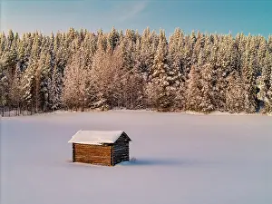 Barns Prints: Barn in Winter, Tolva, Lapland, Finland
