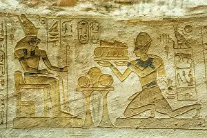 Bas Relief Prints: Bas relief, Great Temple of Ramesses II, Abu Simbel, Egypt